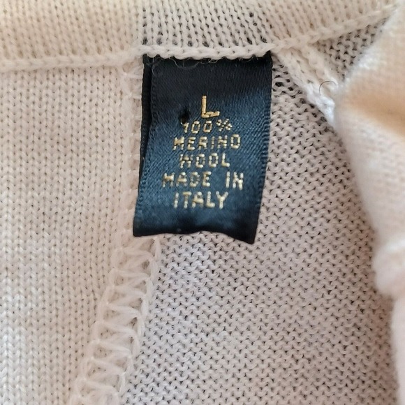 Ben Hogan Men's Large Merino Wool Cream V-neck Sweater Vest Bulldog Golf Italy - Picture 6 of 10